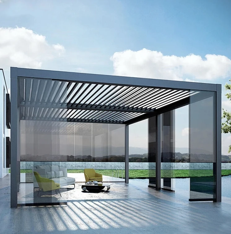 Modular Aluminum Pergola 3x6m Motorized Louvered Waterproof Roof For Garden Patio Deck Carport Shade Customized