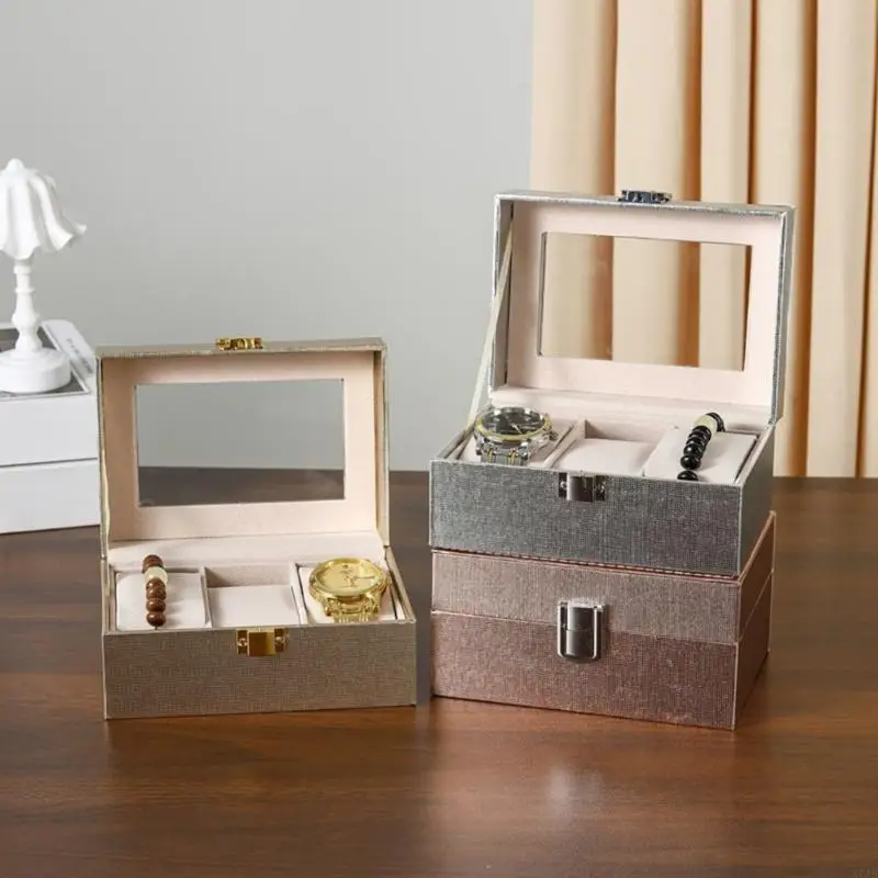 Elegant Stylish Watch Display Box Case Clear Lid Dust Protective Home Use Jewelry Organizers Dustproof Lid Functionality