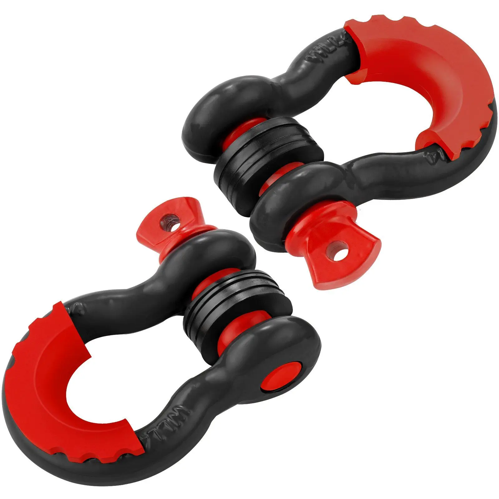 

2 pc D-Ring Shackle 3/4 in 62832lbs Strength 7/8" Screw Pin Fitted with Isolators Washers Heavy-Duty Alloy Steel Black