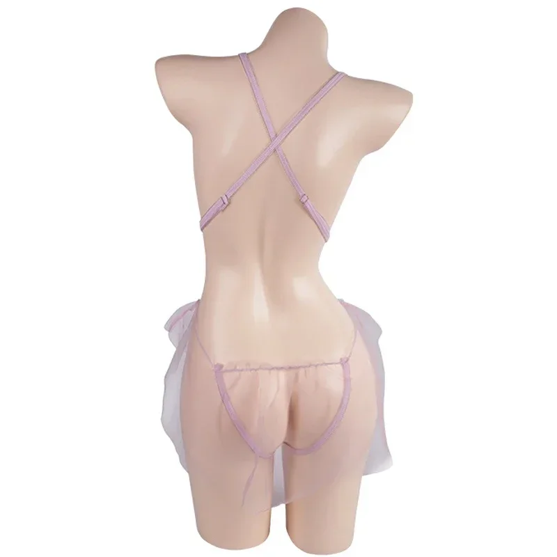 مثير العروس ثوب زفاف الحجاب منامة تأثيري حلي المرأة التطريز الدانتيل زهرة ارتداءها انظر من خلال الفتيات دور اللعب الملابس الداخلية #2