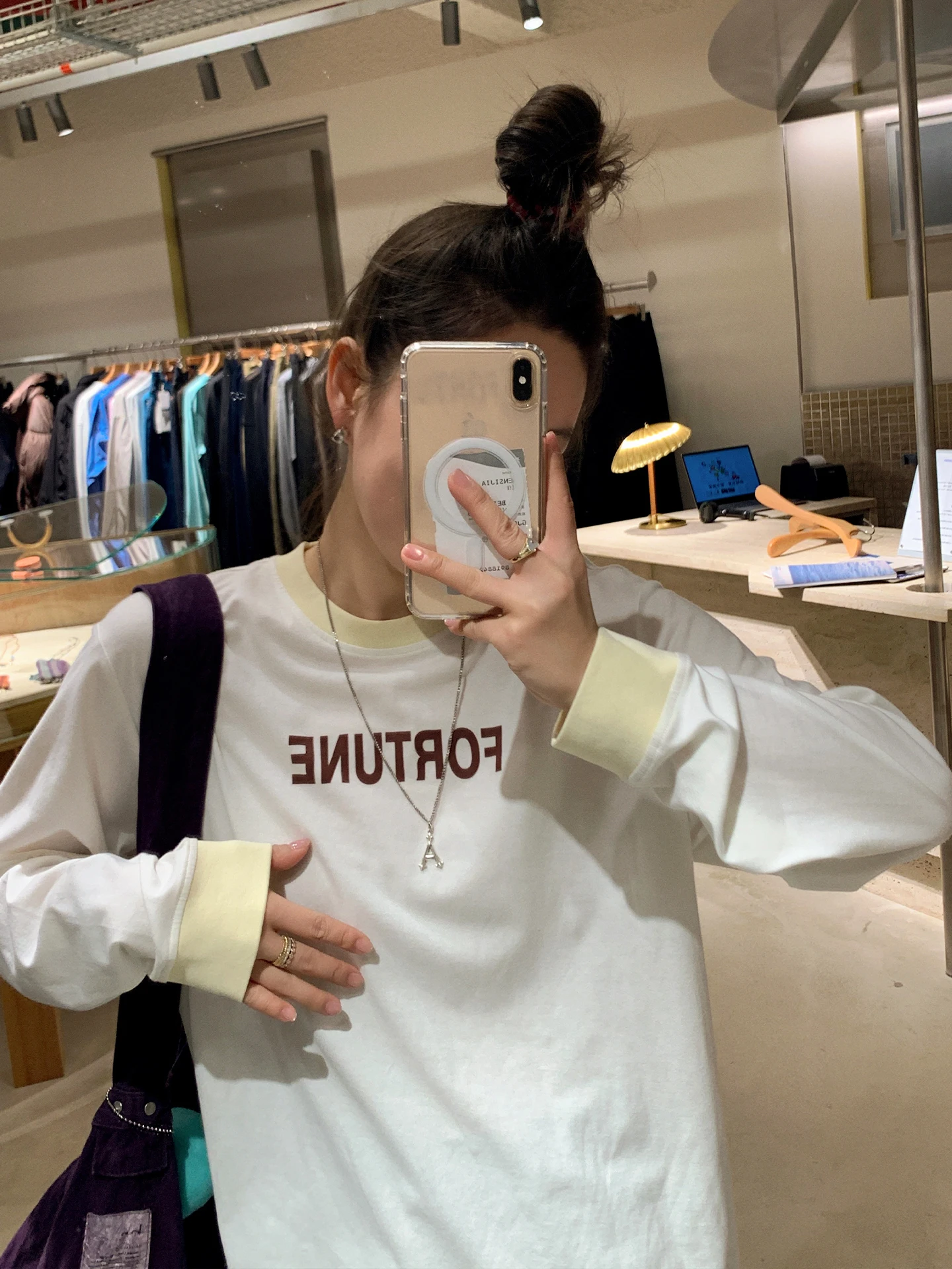 

Женская футболка свободного кроя Liberlin Sisy Color Blo с длинными рукавами и принтом, повседневная, для города, в корейском стиле