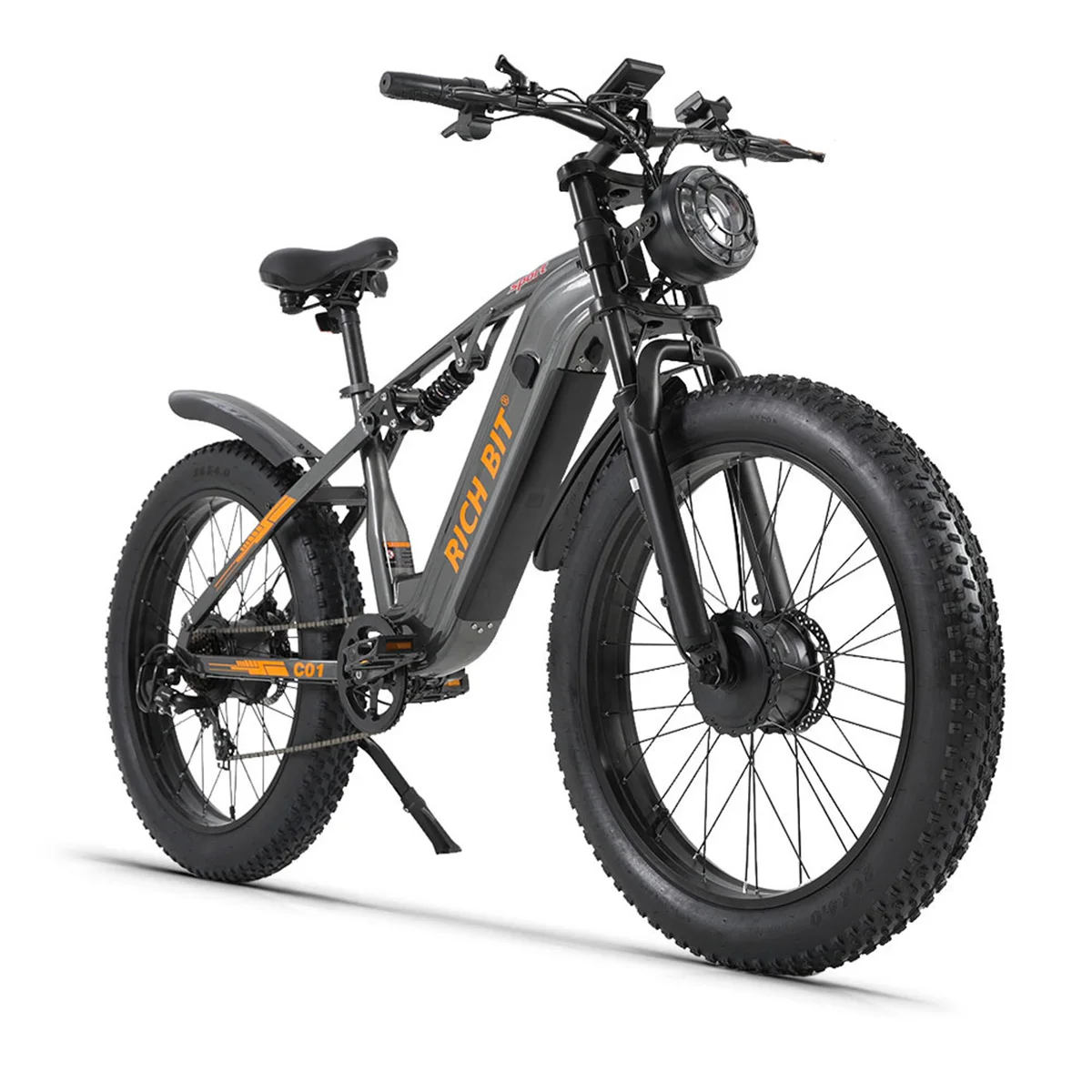 Vélo électrique tout-terrain C01, vélo de montagne électrique 26 pouces, double moteur, puissance de pointe 3000W, batterie lithium 48V 20Ah, double suspension