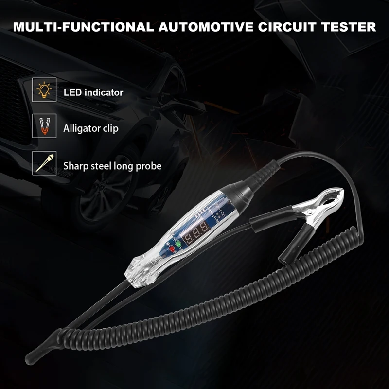 Automotive Test Light 3-60V DC Digital LED Ciruit Tester Auto Bidirectional Voltage Tester Electric Test Pen