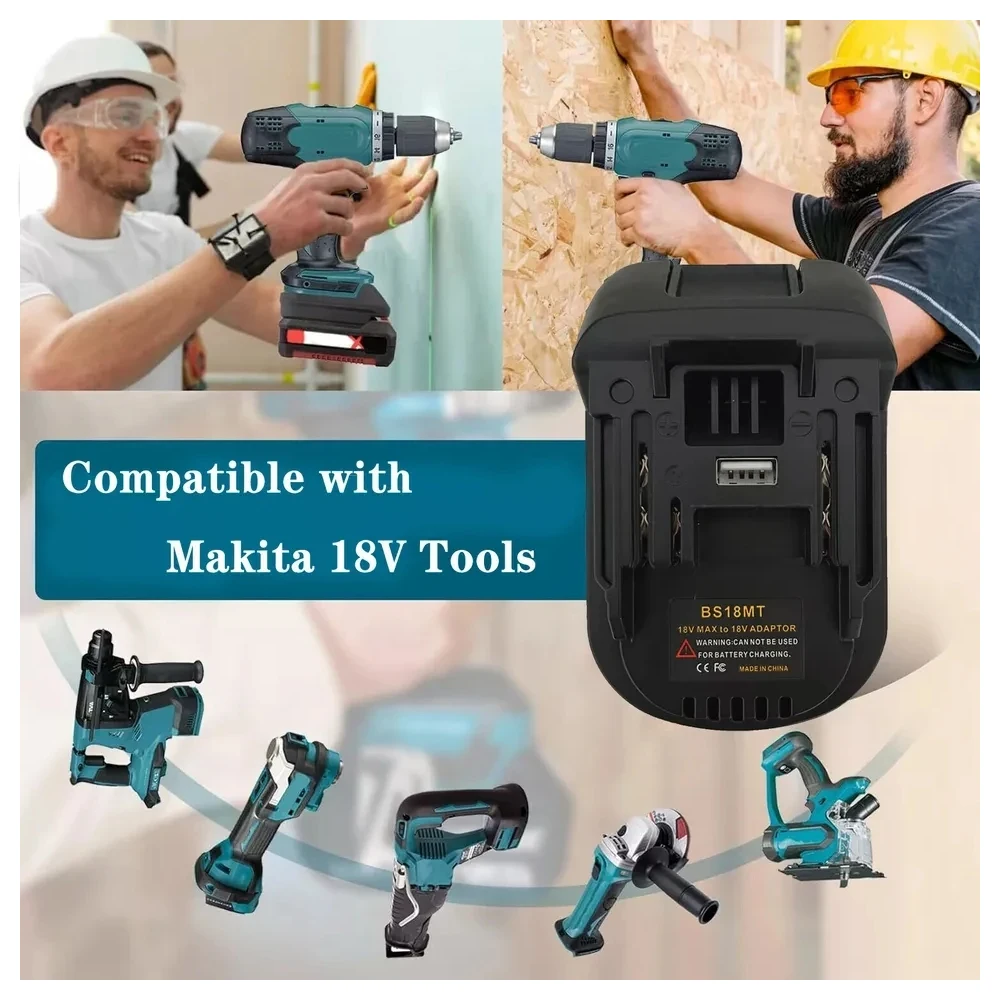 Адаптер-переходник для аккумулятора Bosch 18 В, конвертированный на литий-ионный аккумулятор Makita 18 В, адаптер BL1830 BL1850 BS18MT с портом USB