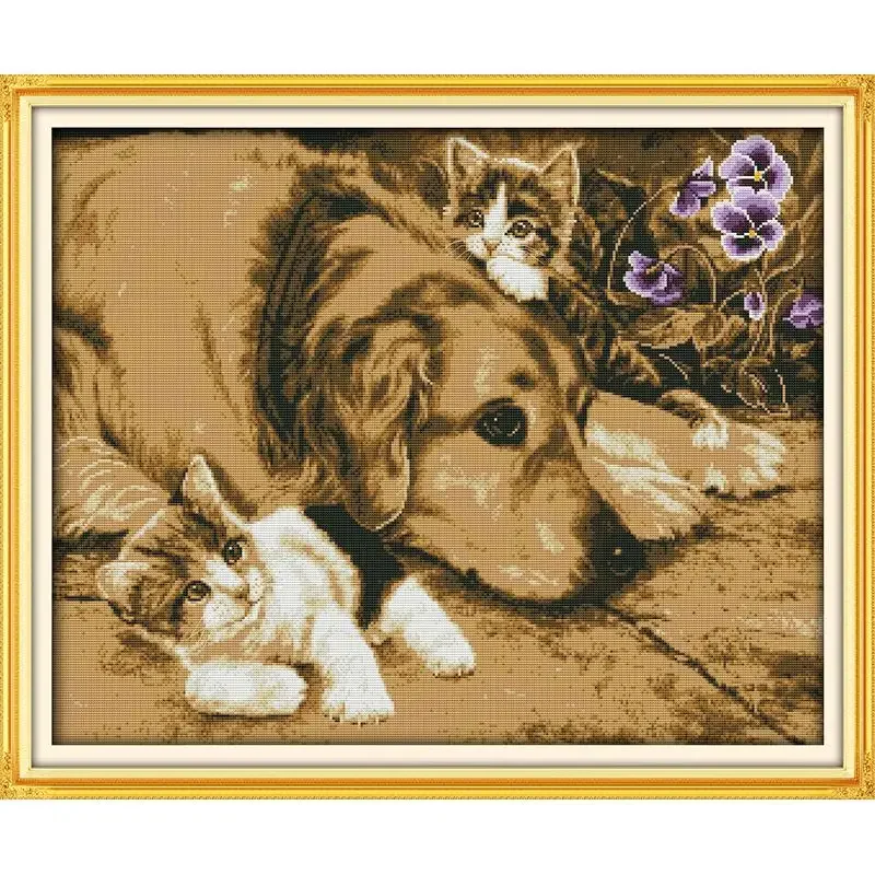 Joy Sunday Pre-printed Cross Stitch Kit  Easy Pattern Aida  Stamped Fabric Embroidery Set-Intimate Partner