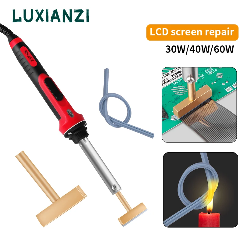 Luxianzi 30w/40w/60w pontas de ferro de solda elétrica cobre t-head com imprensa quente livre para ferramentas de reparo do cabo flexível do pixel