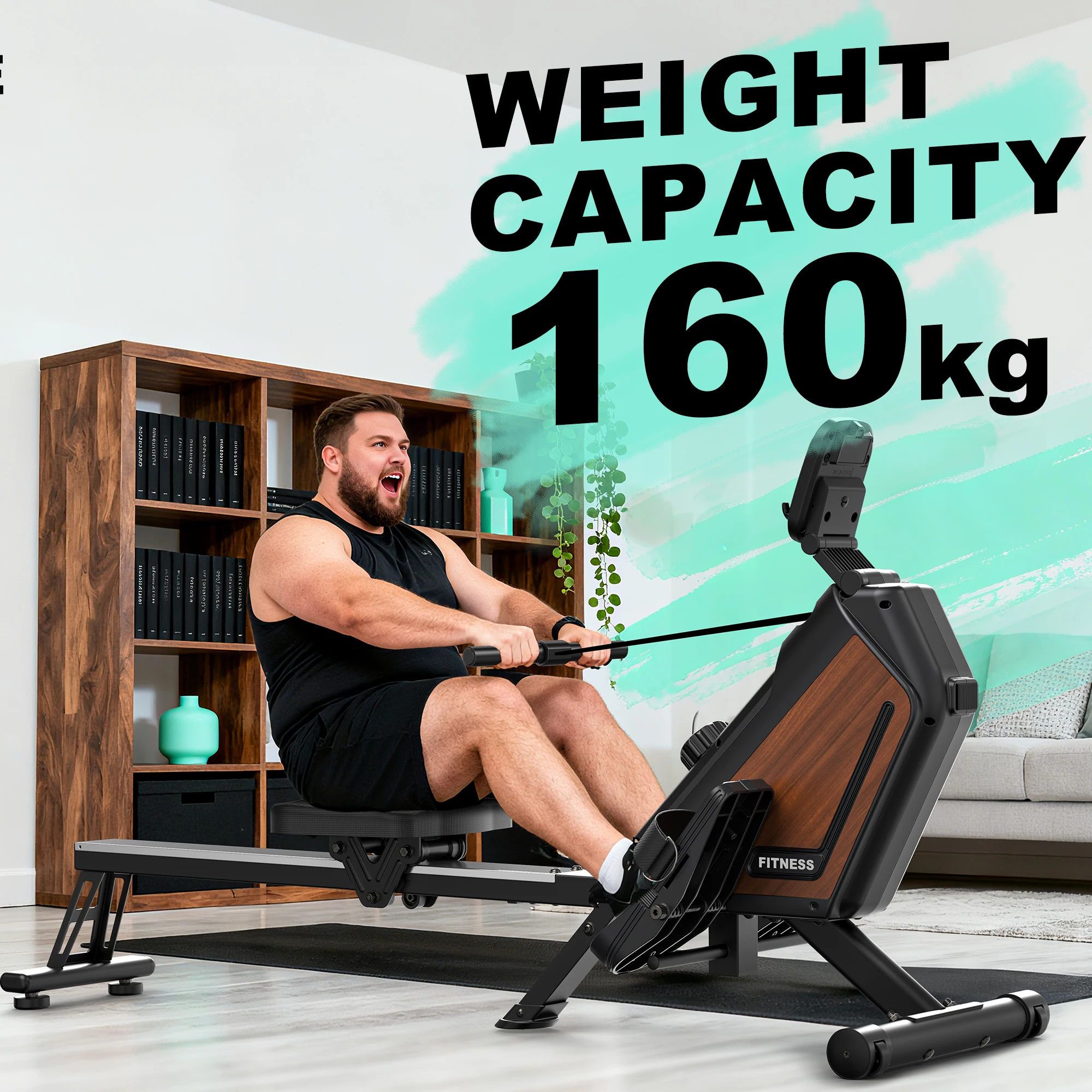 MettleMatic Faltbares Rudergerät - 16 Stufen Magnetischer Widerstand & LCD-Monitor - 300N Leises Rudergerät für Cardio-Training zu Hause