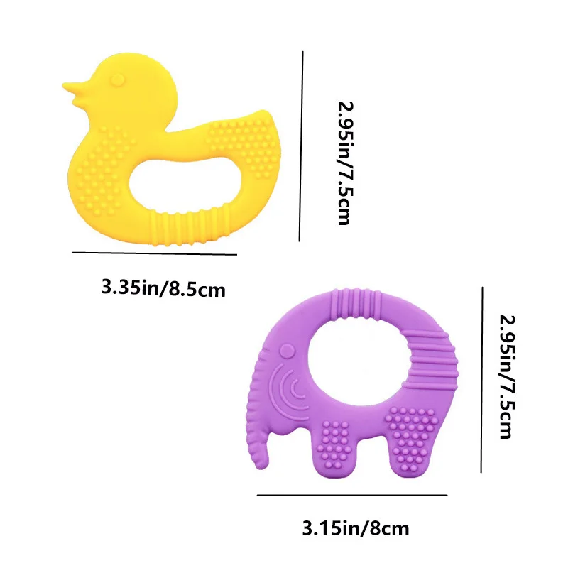 Giocattolo per la dentizione di anatra/elefante in silicone da 1 pezzo, giocattolo per massaggiagengive morbido, adatto per ragazzi e ragazze, regalo per il bambino