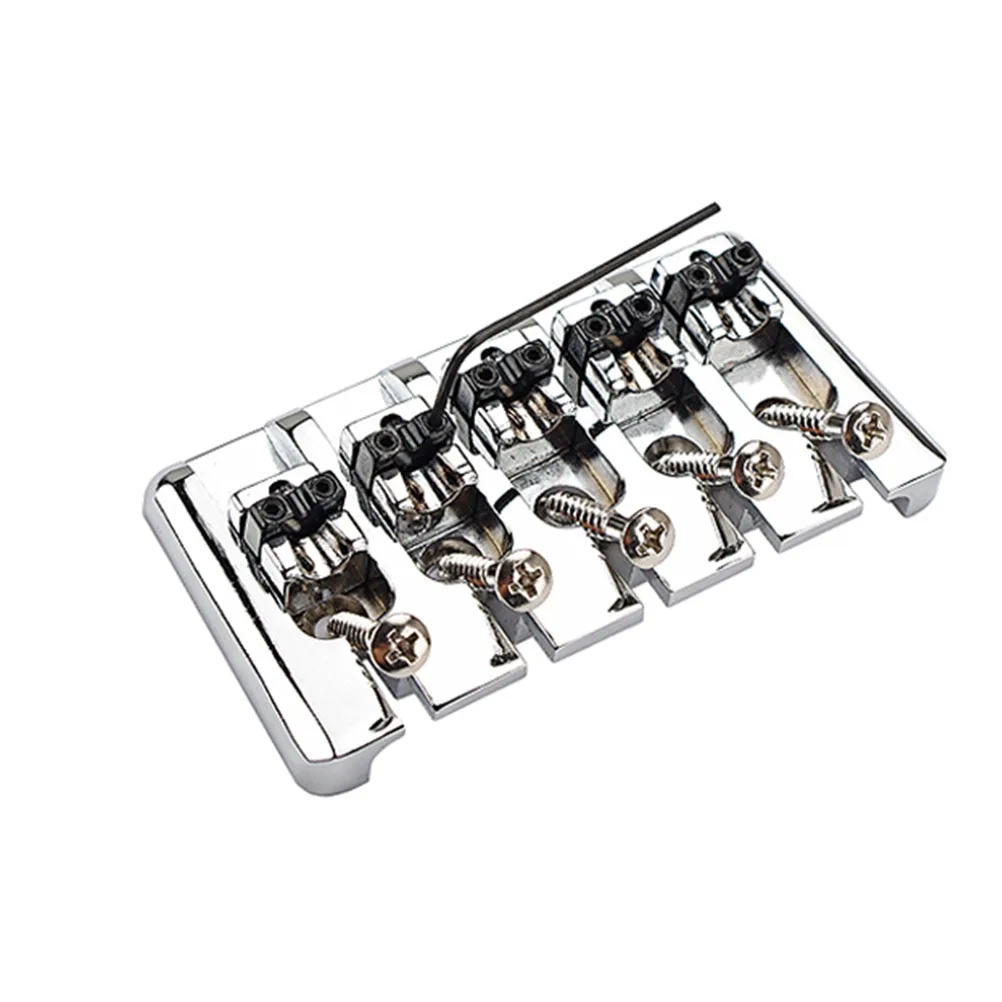 

1 pc 5 String Saddle Tailpiece Metal Fixed Hard-Tail Guitar Bridge For Bass Replacement Durable Lightweight Polished Finish