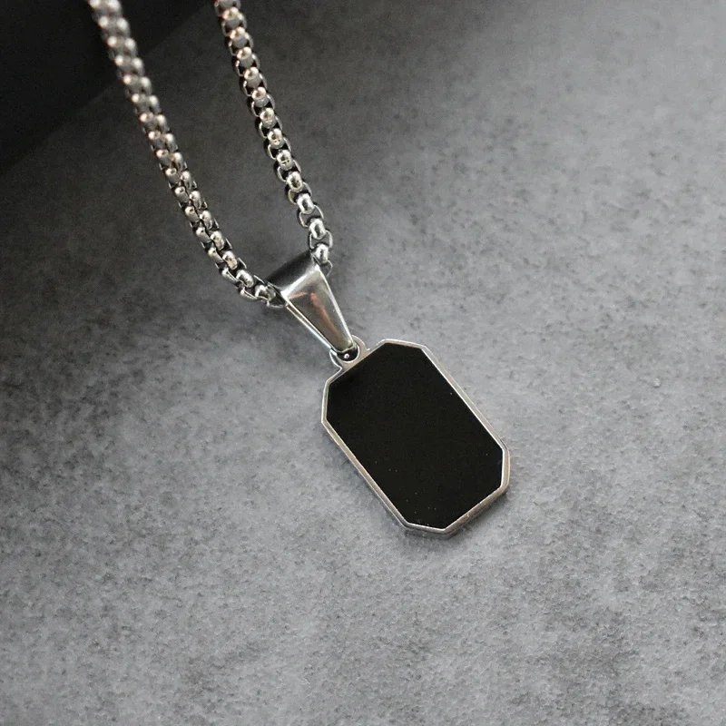 Stainless Steel Military Plate Collar Tag Gold Silver Color Pendant Necklace for Men Army Ketting Soldier Mirror Polished