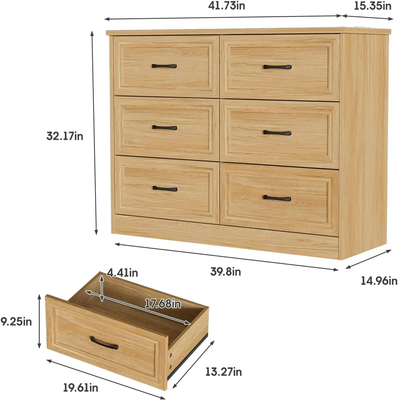 NEW Dresser for Bedroom 6 Drawer Wide Dresser Organizer with Charging Station Tall Dresser for Hallway Wood Dresser