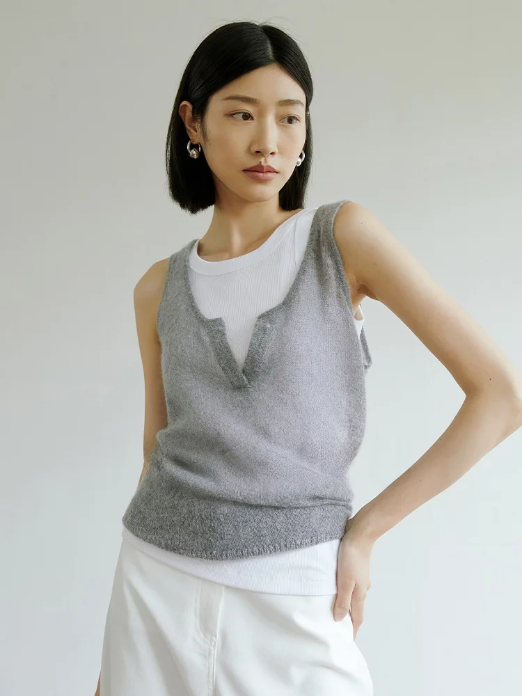 

INFFTRU Women's Breathable Refreing Layered Wearable Strap Vest Comfortable Commute Sle Pure Color Wool Blend Vest