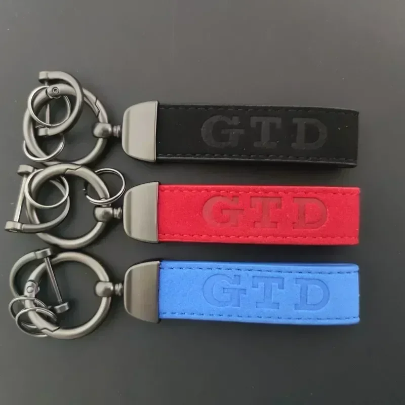 For VW GTD Logo Keychain New Luxury Leather Keyring Key Holder Golf GTI GTD MK5 MK6 MK7 MK8 MK2 Key Rings Key Fob
