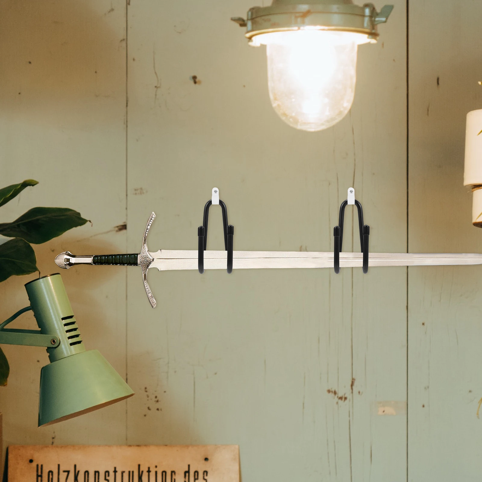 

2 Sets Racks Wall Display Stand Sword Bracket Swords Holder Hanging Black Mount