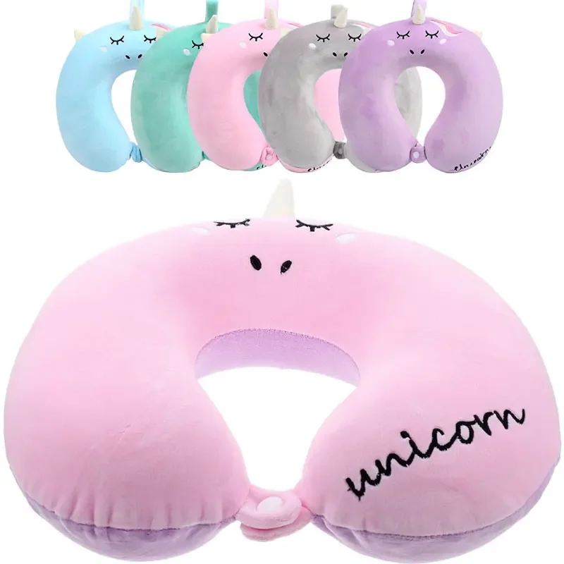 Animal Unicorn U-Shaped Travel Neck Pillow Slow Rebound Memory Foam Pillow Neck Support for Long Flights Cars Sleeping Pillows