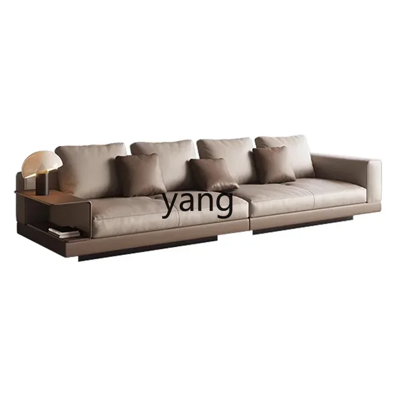 LTT Italian minimalist sofa leather light luxury modern living room large flat top layer cowhide suspended sofa