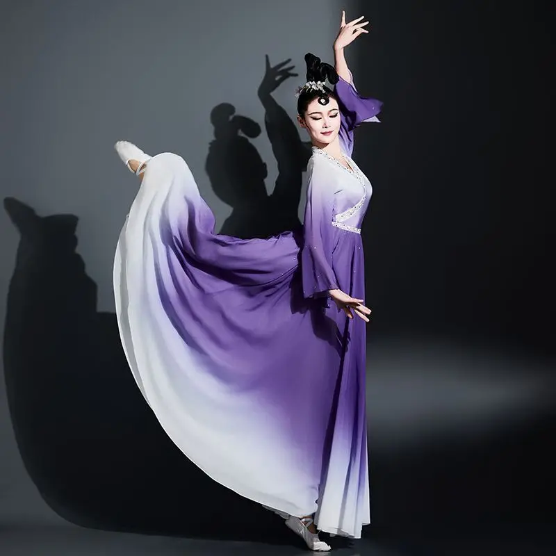 Classical Dance Performance Costume Elegant Dance Dress New Chinese Hanfu Repertoire Dress Performance Costume Umbrella Dance