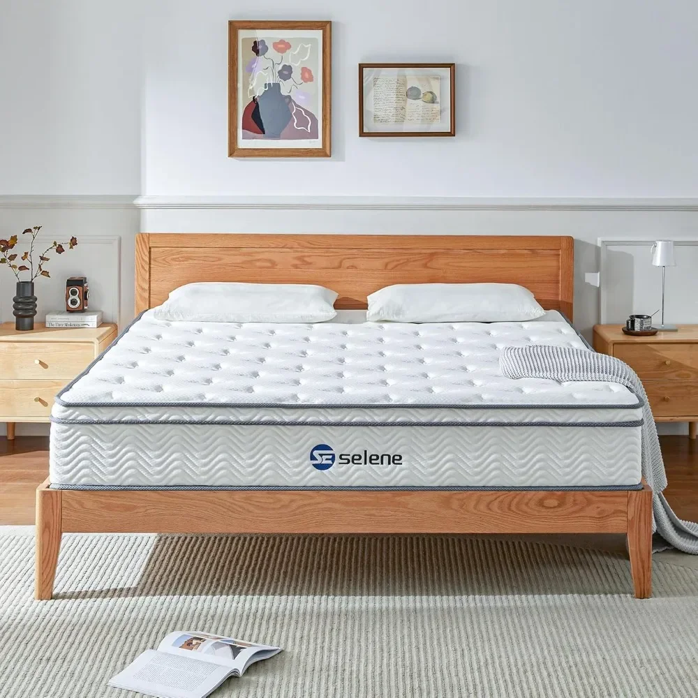 

Mattress, 10 Inch Mattress with Pocket Spring and Memory Foam for Pressure Relief, Motion Isolation, Edge Support