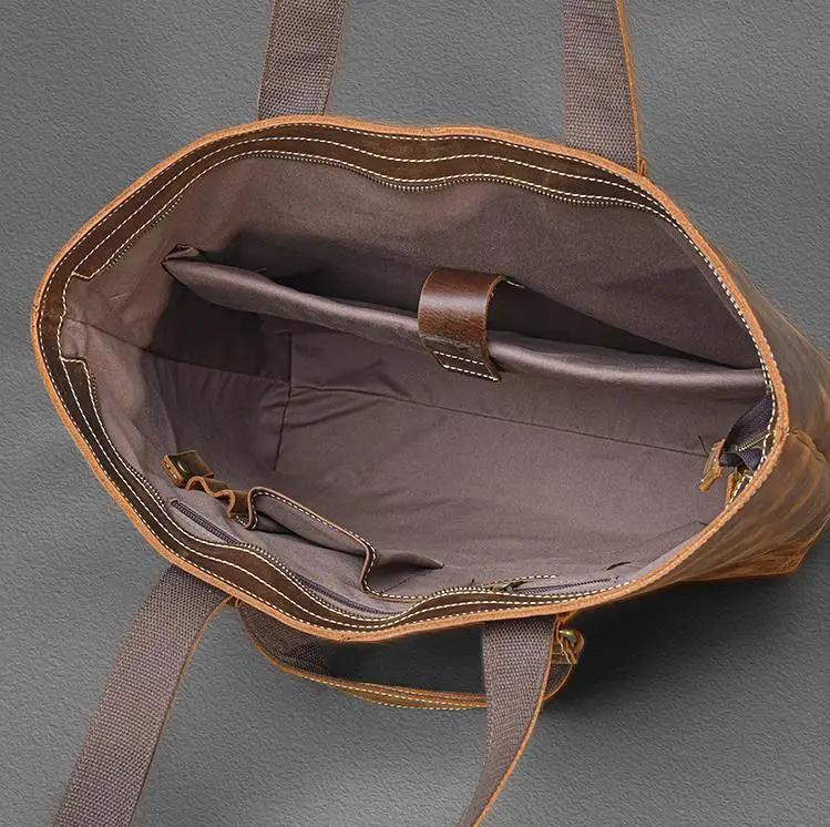 Sacs à main rétro en cuir de cheval pour hommes, grand fourre-tout de niche pour garçons, sacs de messager de voyage portables, sac pour ordinateur portable