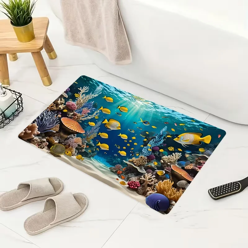 Underwater Fish School Entrance Carpet, Soft Carpet and Suit