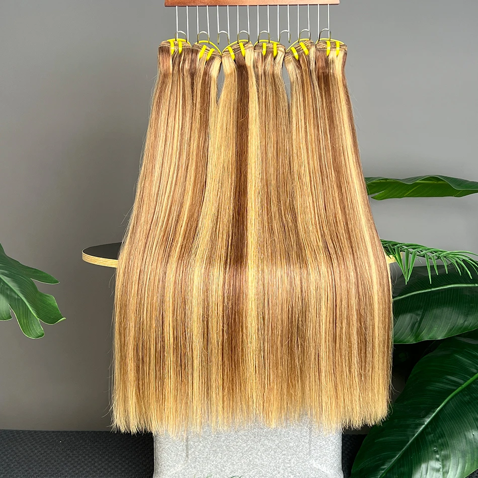 

Прямые пучки цветных человеческих волос P4/27, 100 грамм, 100% необработанные натуральные человеческие волосы, плетение, 1/2/3/4 пучка