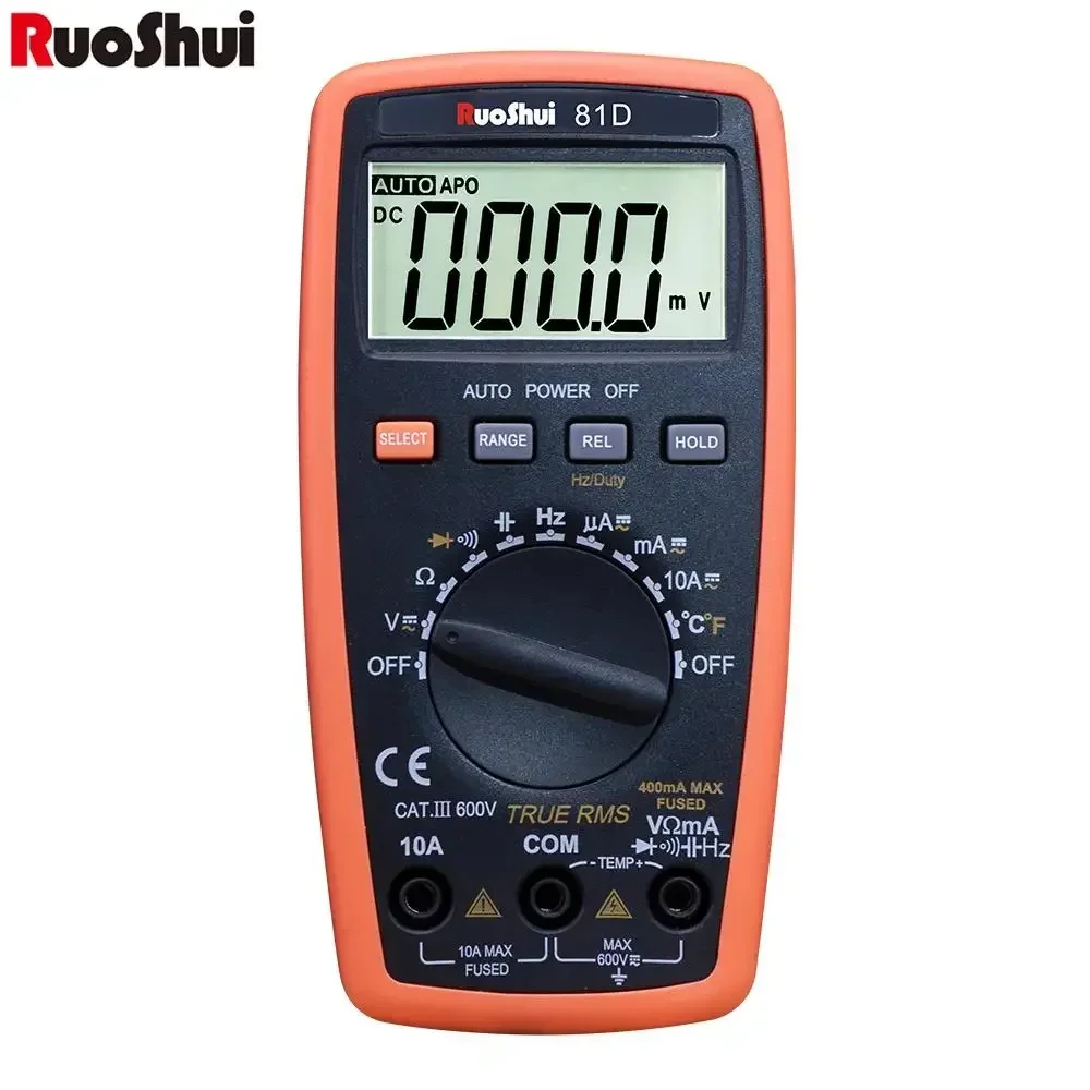 RuoShui 81D Mini Digital Multimeter 3999 Counts True RMS Temperature Capacitance Frequency Diode Tester Auto Range Multimetro