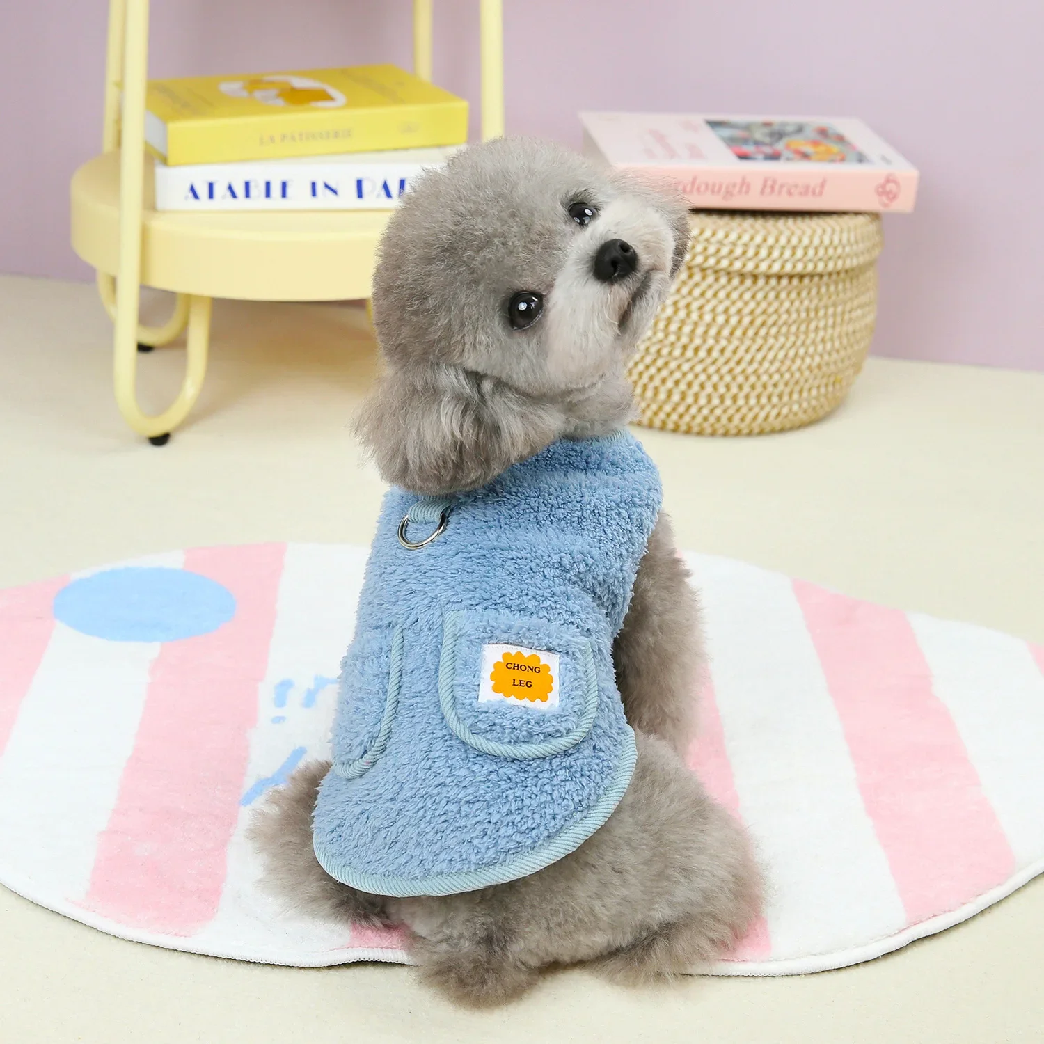 Dog Clothes Pockets Two Feet Dog Coat Pet Vest Velvet Coat Rice Grain Velvet Teddy Bear Yorkshire Teddy Pet Clothes Dogs Jacket