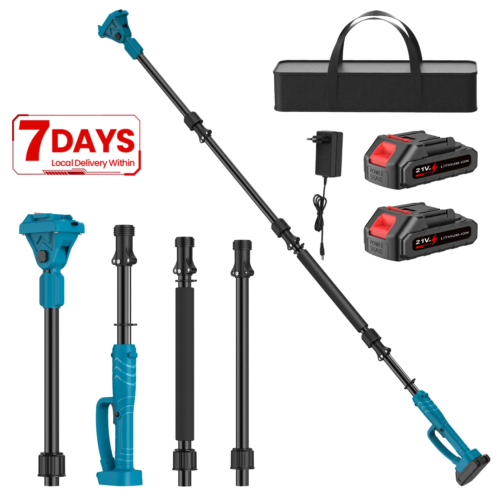Asta di prolunga tipo plug-in da 2 m per cesoie da potatura elettriche e seghe a catena 180 ° Regola la asta telescopica ad alto ramo per la batteria Makita 18V