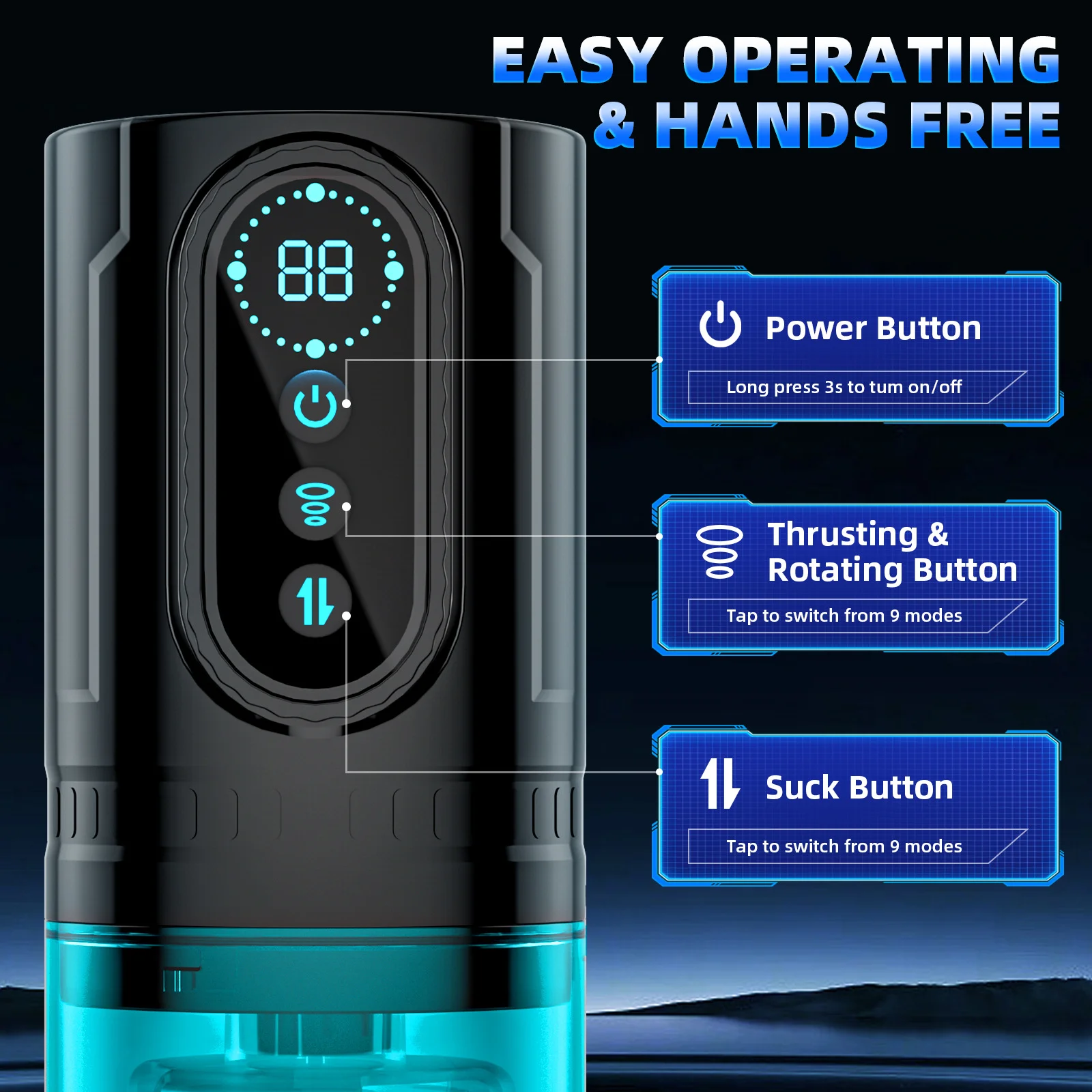 Automatic Male Penis Pump with 9 Sucking Thrusting Rotating Modes 3D Realistic Adult Men Sex Toy Machine Blowjob Stroker view 4