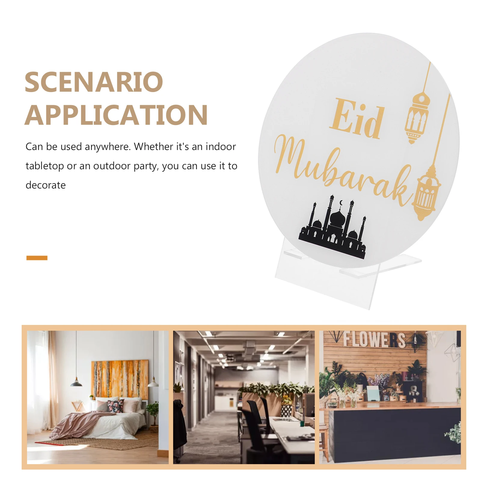 

Acrylic Table Decor Islamic Ramadan Eid Party Home Sign Mirror Design Sturdy Long Lasting Holiday Charm Special Meaningful