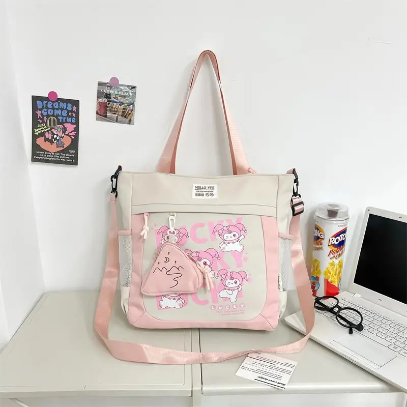 ins small fresh and cute cartoon Kulomie student class portable canvas bag Sanrio new cute  large-capacity make-up bag