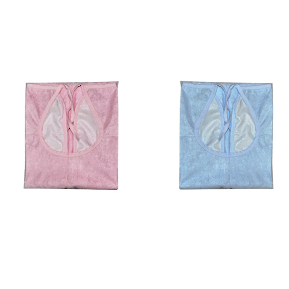 

Bamboo Fiber Adult Bib 50x90cm -Blue Waterproof Reusable Soft for Elderly Patient Eating Drinking Stain Free