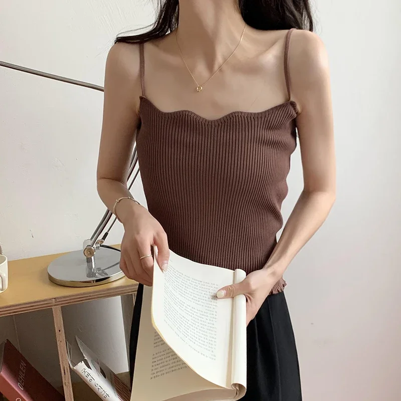 Koreanisches Einfaches Inneres Schichtungs-Tanktop, Lässiges Alltags-Top, Retro Koreanischer Stil, Gestricktes Damen-Camisole, Sommer 2026 Ärmelloses Slim-Fit-Oberteil – Detail 37