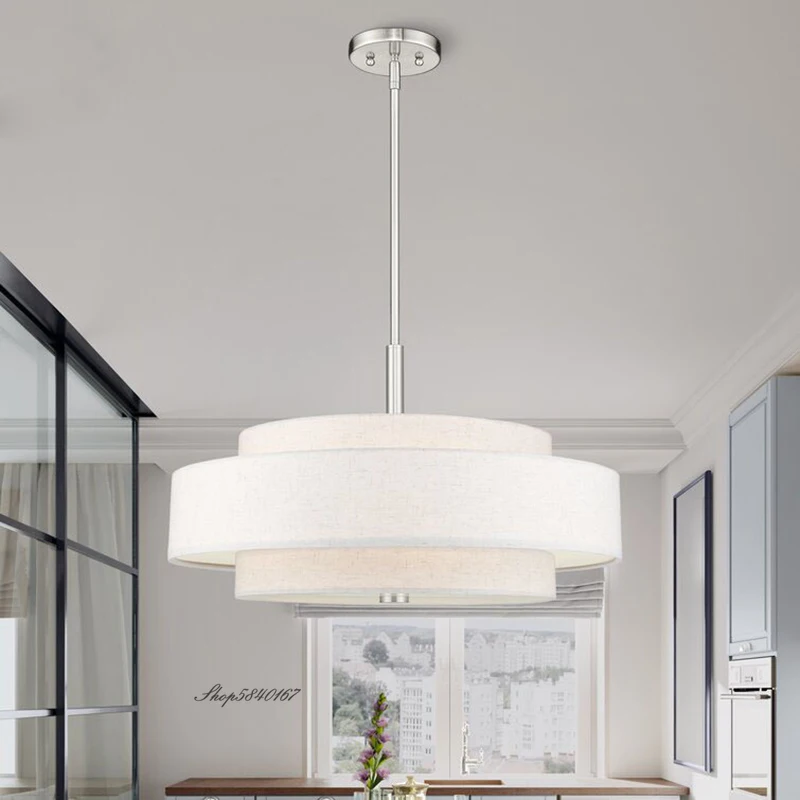 

Modern Minimalist Cloth Pendant Light Creative Fabric Rounded Light Fixture Living Room Decor Dining Room Suspension Luminaire