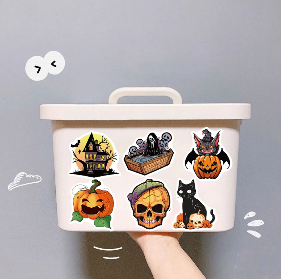 50/100 pcs Cartoon Halloween Witch Pumpkin Ghost Waterproof Stickers Decoration Decals Stationery Laptop Phone Luggage Sticker