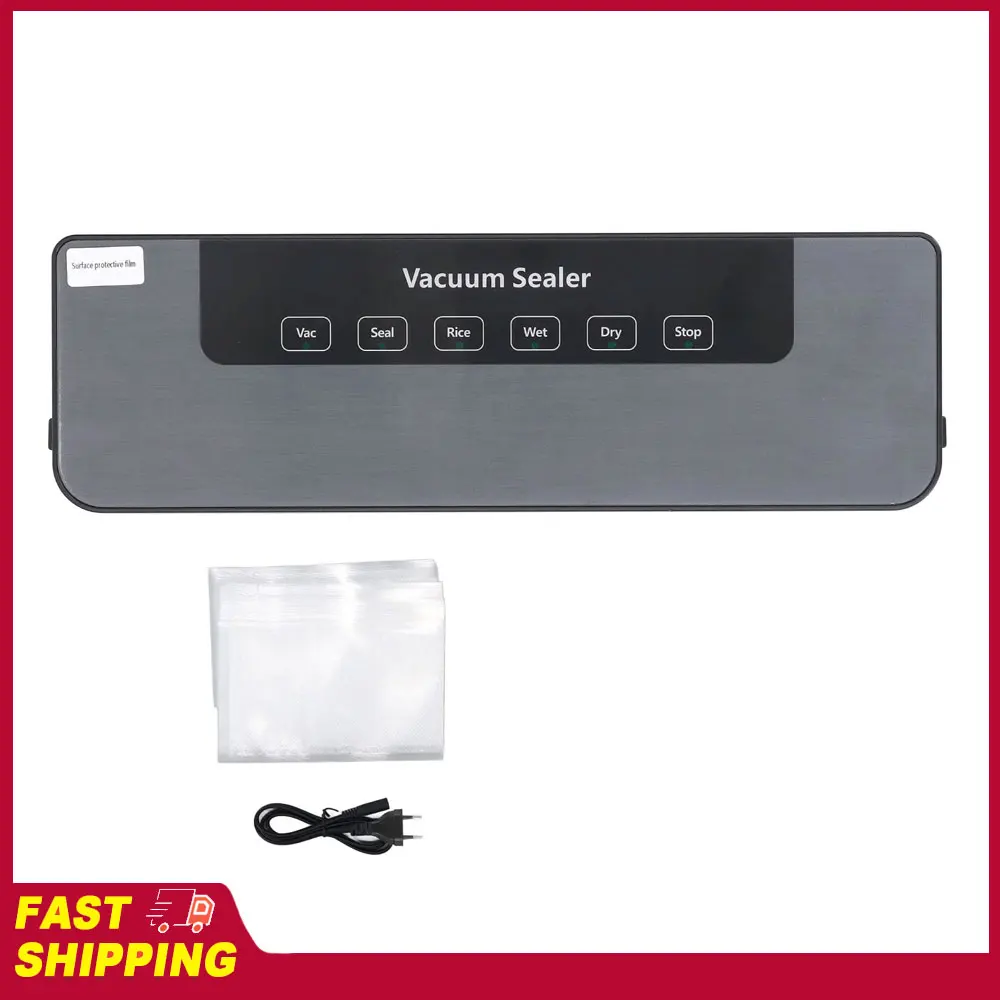 

Автоматический вакуумный упаковщик для продуктов, 80 кПа, 6 режимов, встроенный резак, 30 пакетов в комплекте