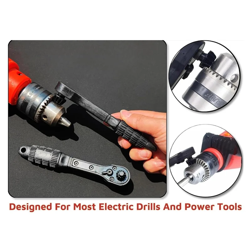 ABBO-Ratchet Chuck Key Wrench 2-In-1 Universal Replacement Tool For Most Electric For Drills