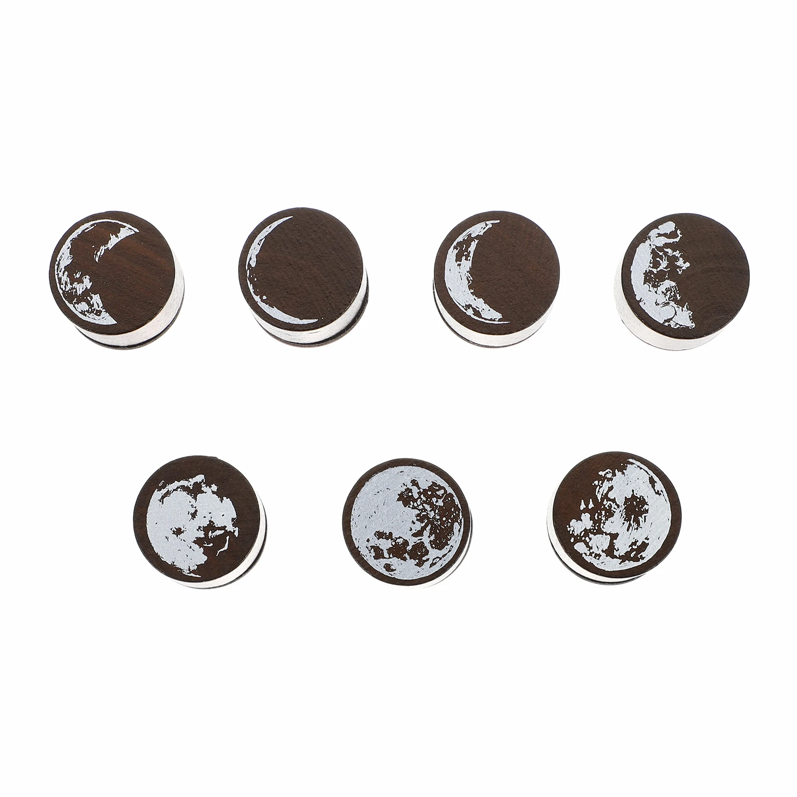 

7Pcs Wooden Moon Stamps Set Clear Rubber Print Seals for Albums DIY Crafts Labels Retro Style Handmade Decoration