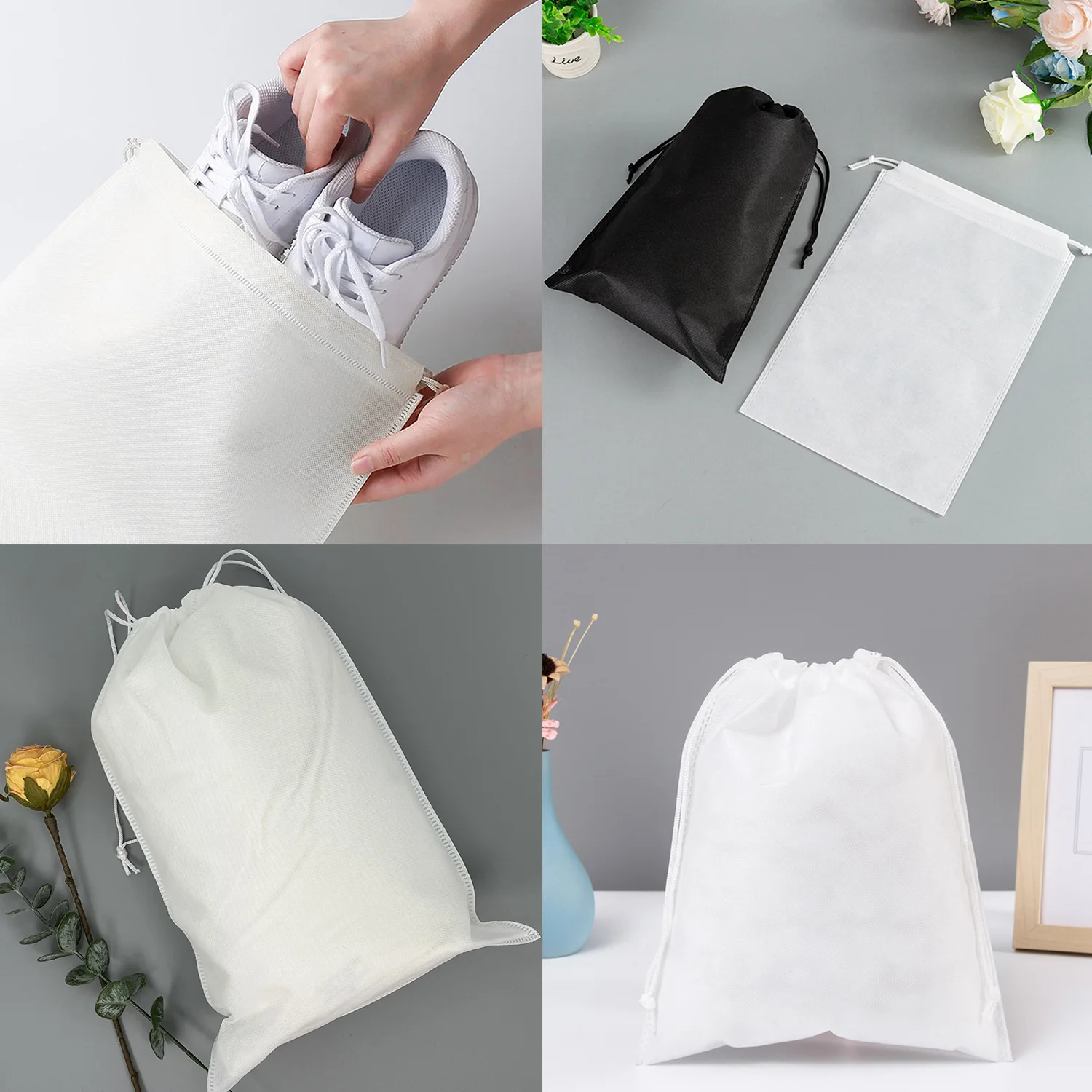 Portable Drawstring Bag Dustproof Nylon Drawstring for Small Items Non woven Fabric  Cloth Bag Jewelry Storage Bag