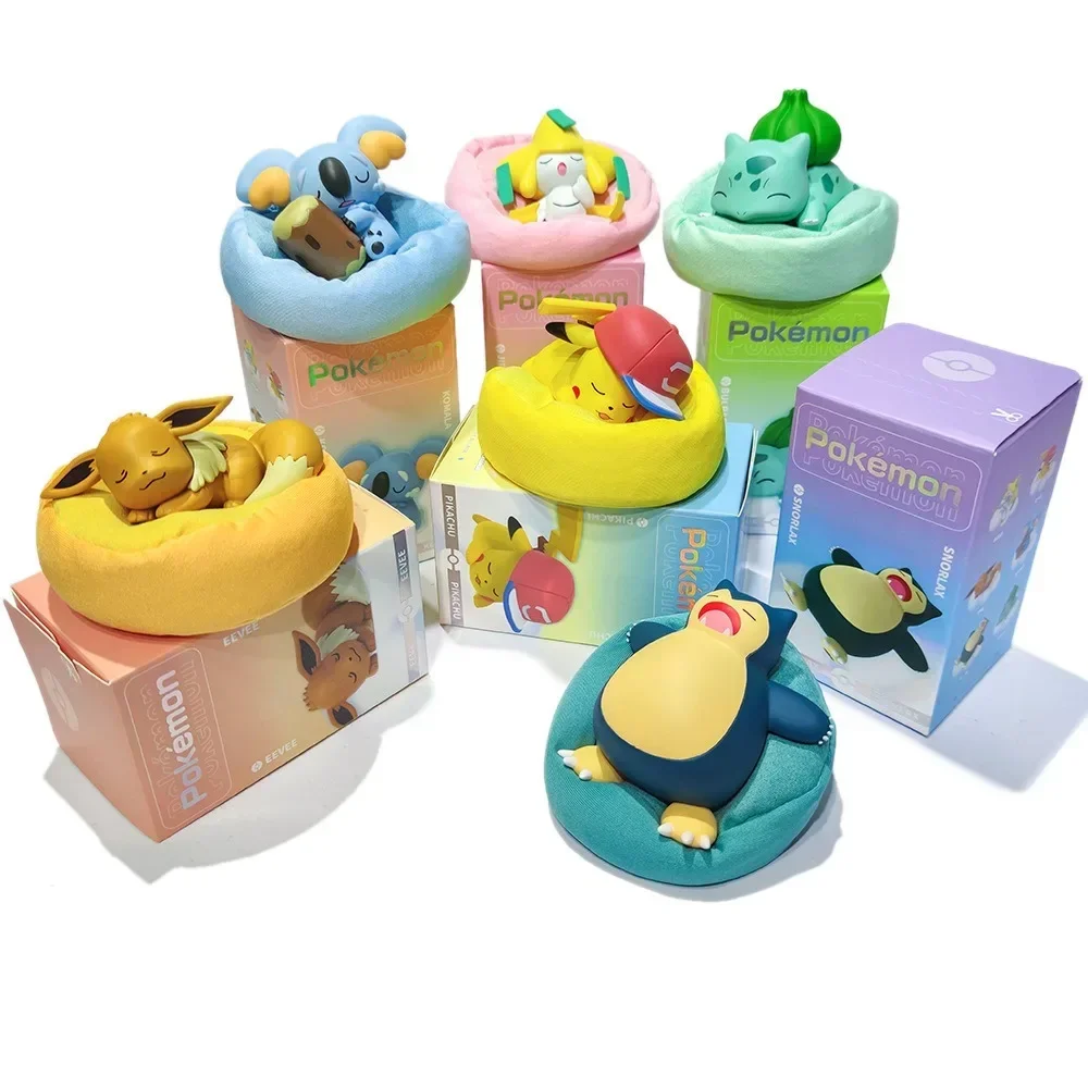 Pokemon Action Figures Starry Dream Pikachu Snorlax Squirtle Anime Model Car Interior Decorations Sleeping Position Toys Gifts