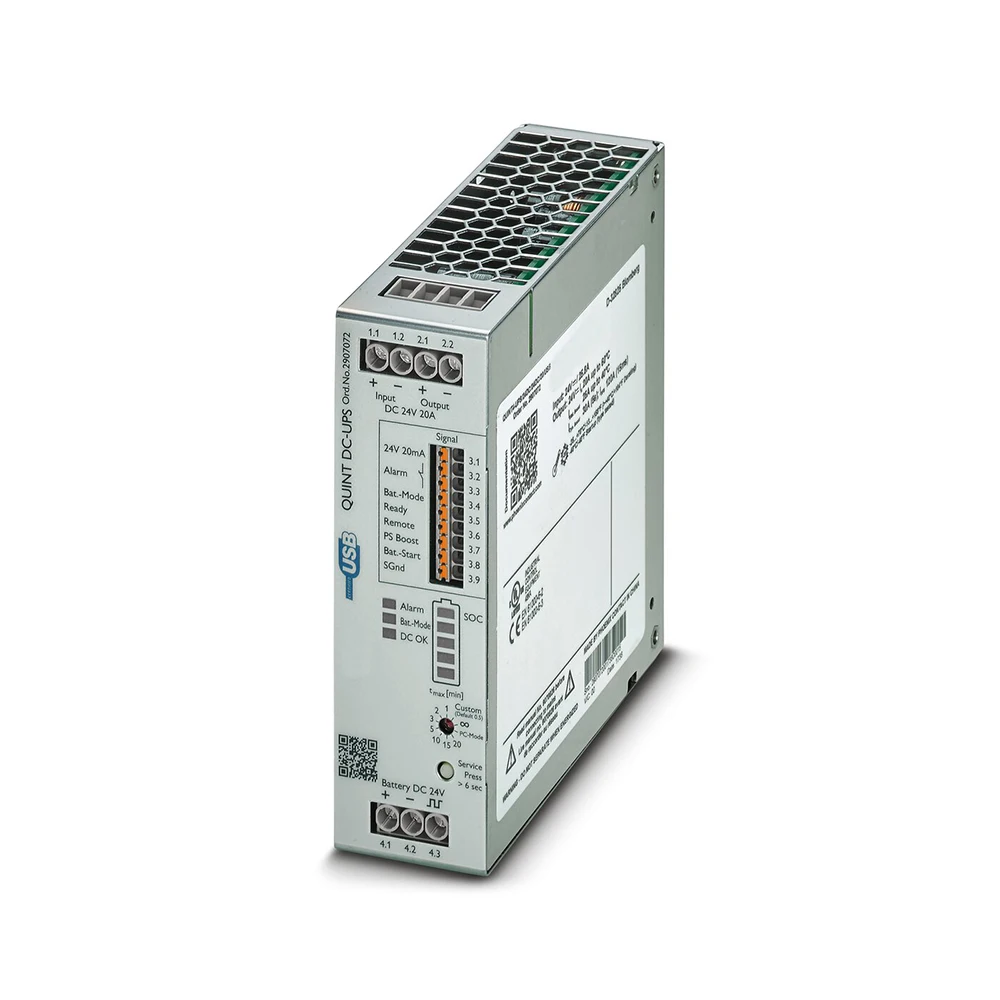 Le nouveau 2907072 QUINT4-UPS/24DC/24DC/20/USB appelle le DC-UPS 24VDC/20A d'INT pour l'alimentation d'énergie sans coupure de Phoenix