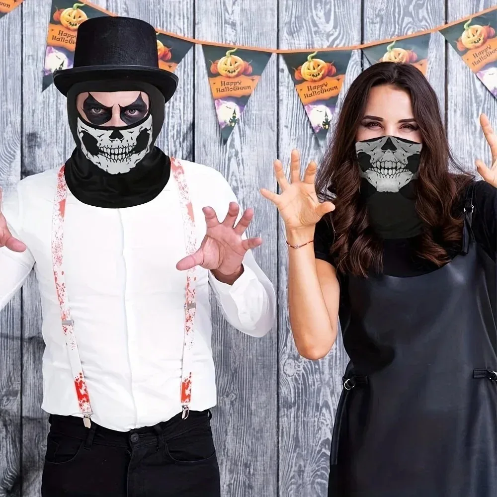 Halloween Skull Print Balaclava Cosplay Costume Ghost Full Face Bike Face Mask Outdoor Motorcycle Riding Men Hat Ski Caps view 6
