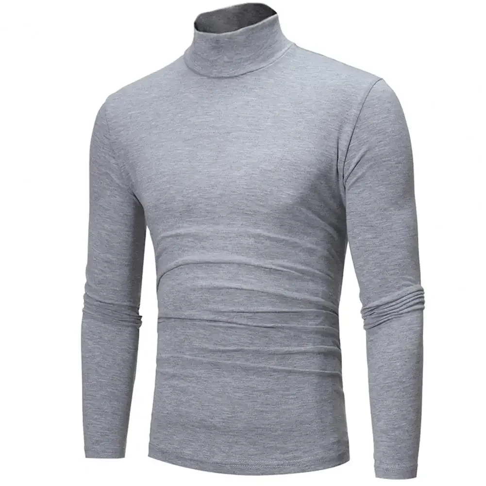 

Slim Men Autumn Winter Thermal Underwear Bottoming T-shirt Turtleneck Solid Color Loose Elastic Thermal Underwear Top
