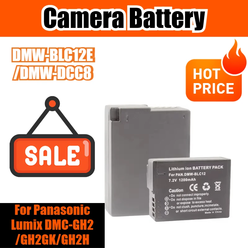 

7.2V 1200mAh DMW-BLC12E/DMW-DCC8 Camera Battery for Panasonic Lumix DMC-GH2/GH2GK/GH2H