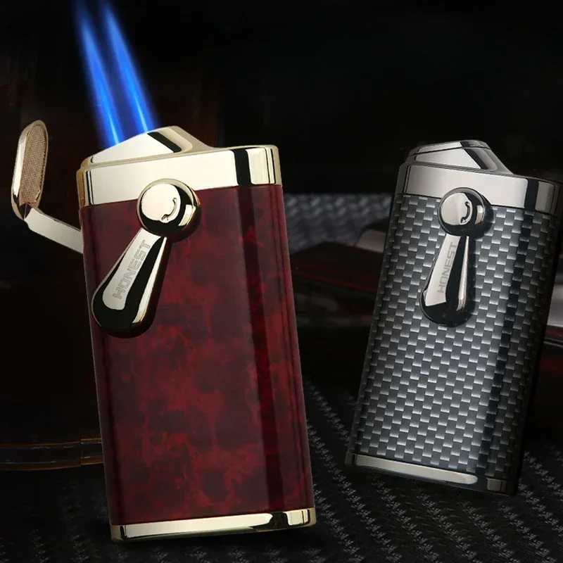 HONEST High-end Cigar Special Lighter Butane Inflatable Direct Injection Windproof Metal Rocker Machine Creative Boyfriend Gift