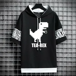 T Shirt for Men Clothing Streetwear Hoodies Korea 반팔티 Hat T-shirt Print Oversized Graphic Casual Tshirt Anime Sports Gym Hoodie