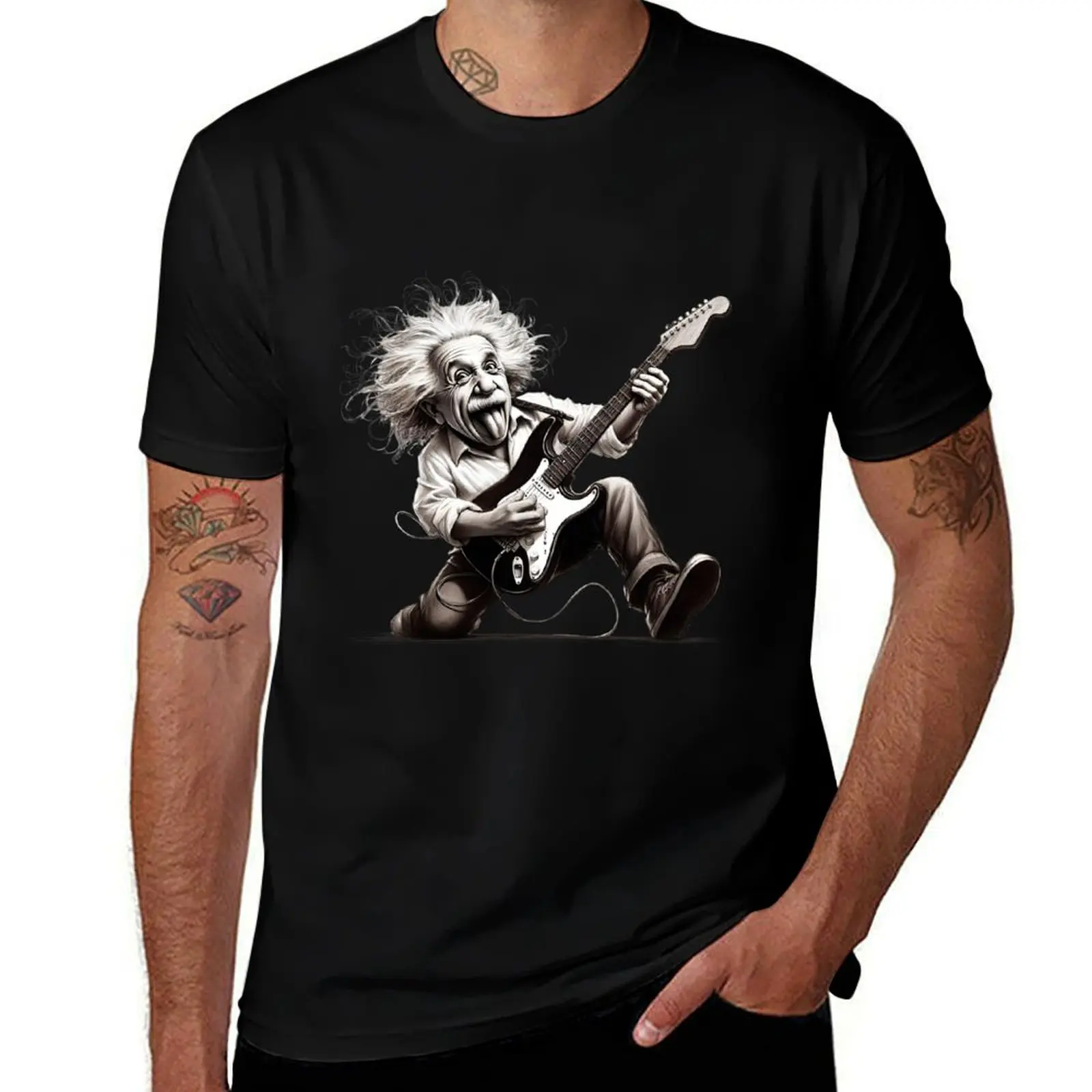 Albert Einstein examines the rock 'n roll spin of relativity T-Shirt custom shirt gifts for boyfriend mens workout shirts