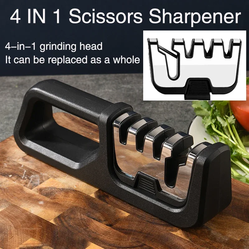 4 IN 1scissors knife sharpener 3 paragraphs knife sharpener Replaceable grinding head section knives accessories kitchen gadgets