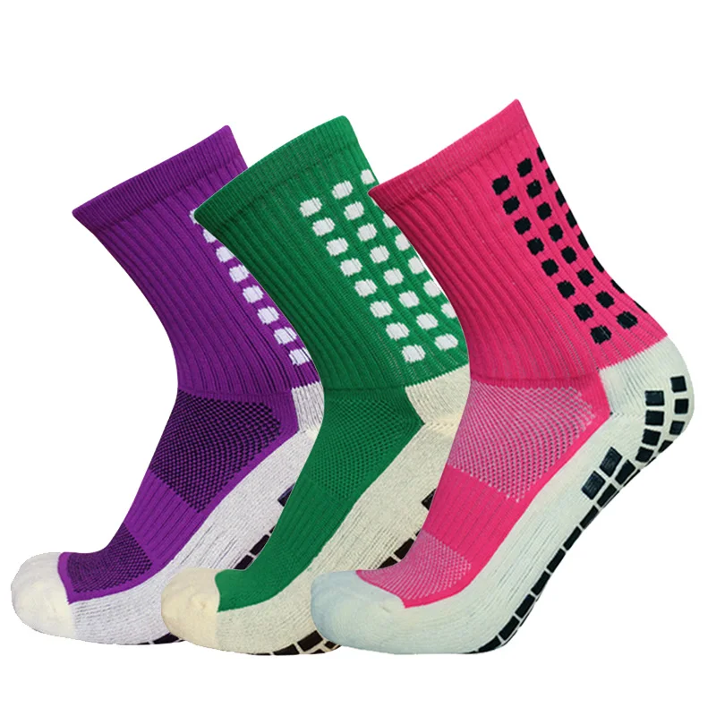 3 Pairs New Mens Womens Mid-Calf Soccer Socks Sports Square Silicone Non-Slip Football Socks calcetines antideslizante futbol