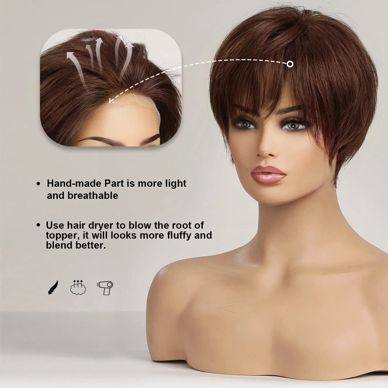 Bob Remy Human Hairs Pixie Cut HD Transparent Lace Front Wig for Black Woman Brown Human Hair Short Natural Layered Lace Hairs